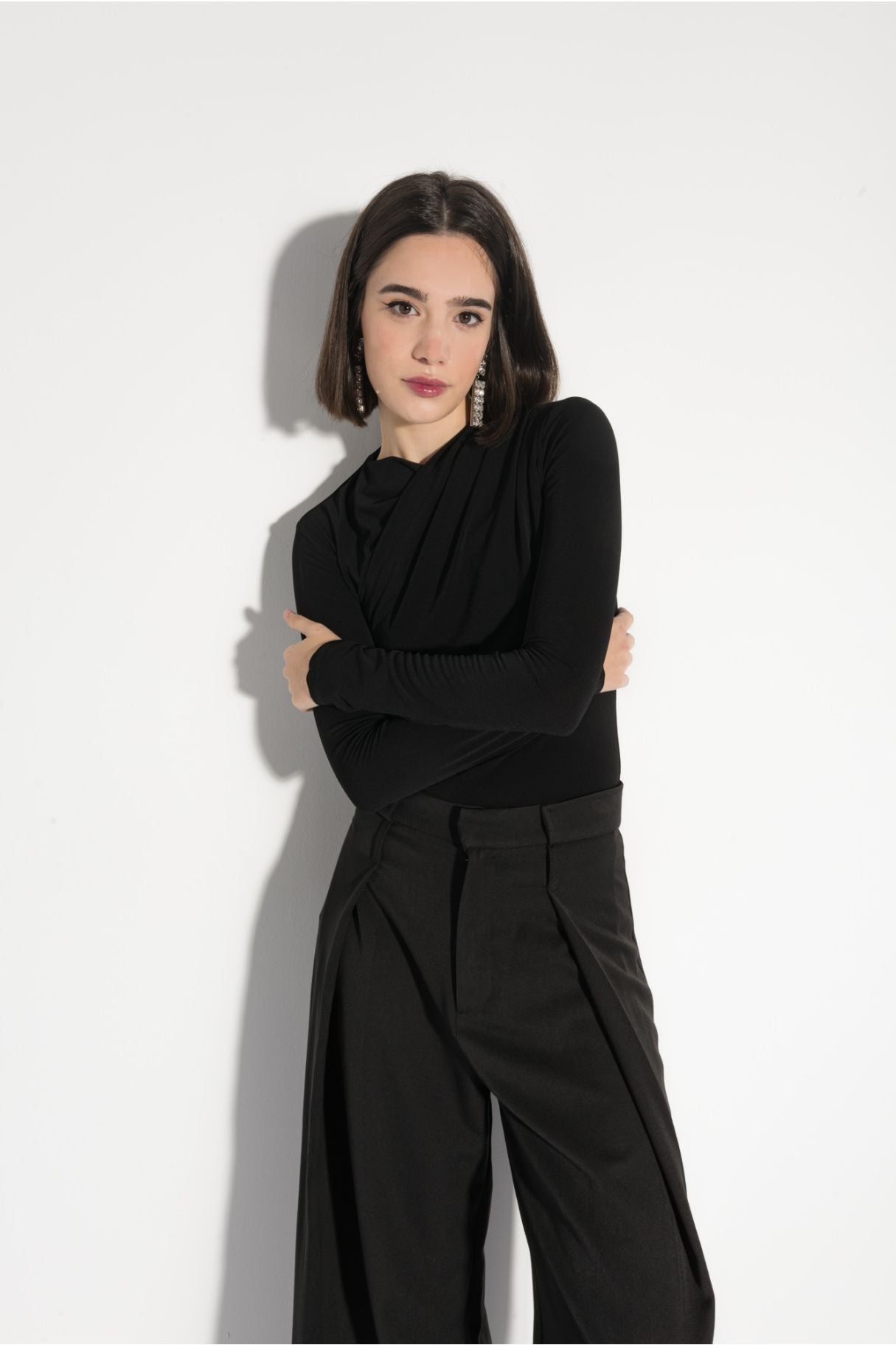 Body drappeggiato nero