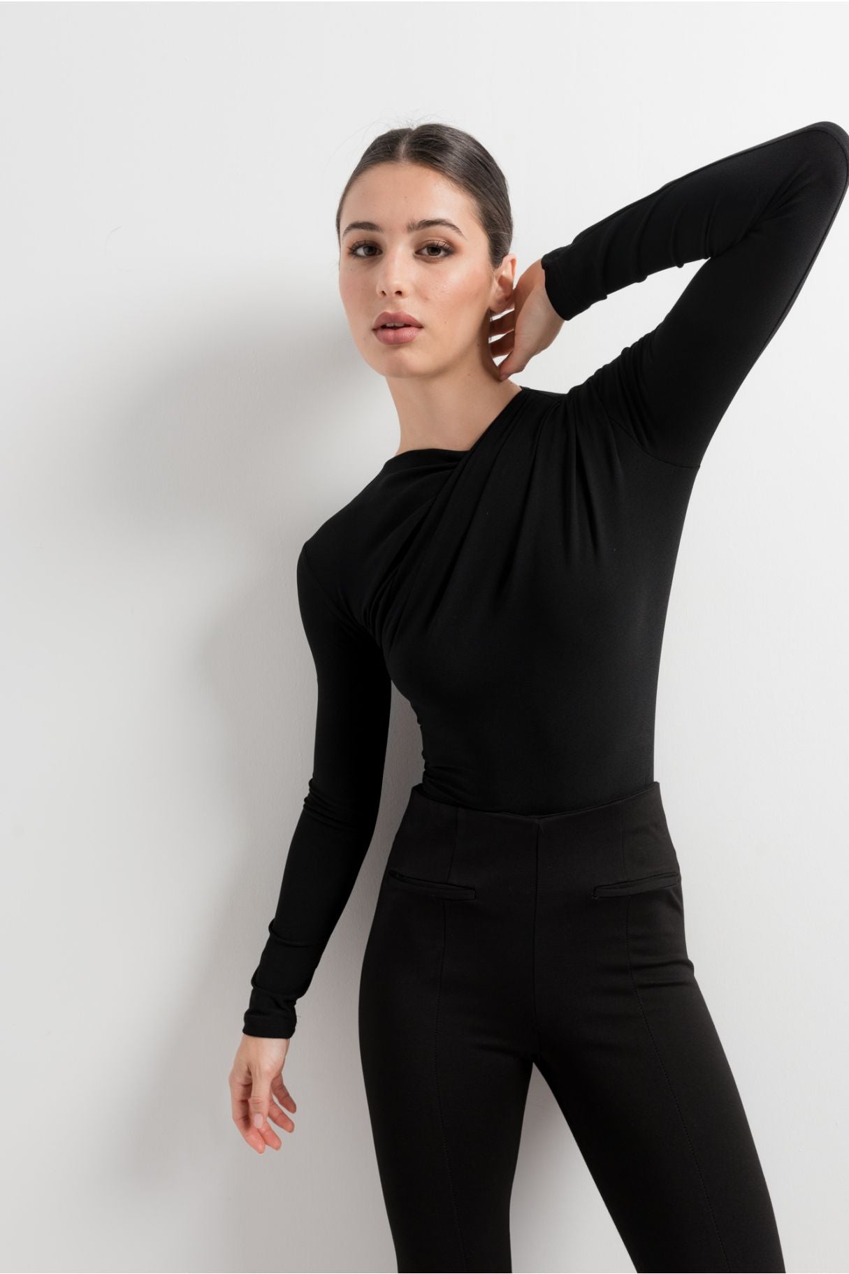Body drappeggiato nero