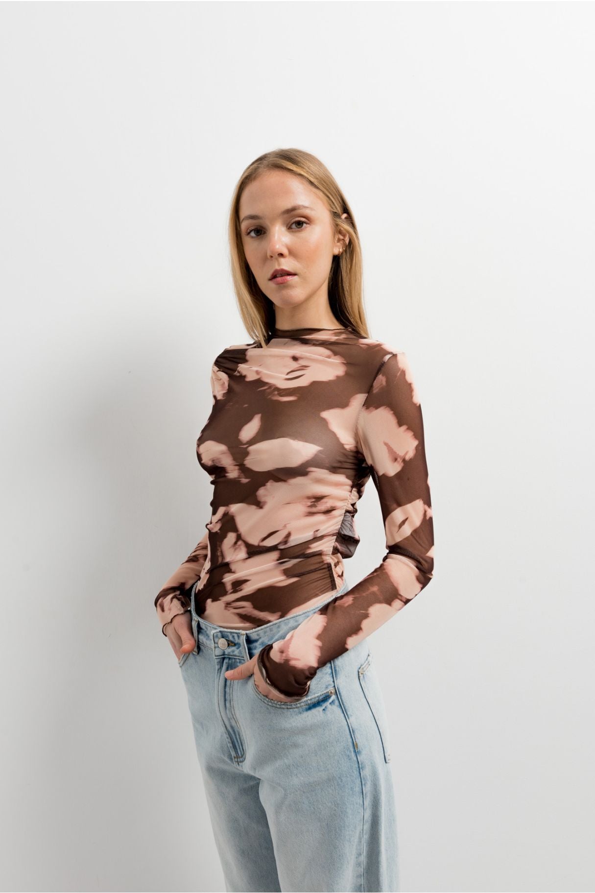 Top tulle stampato
